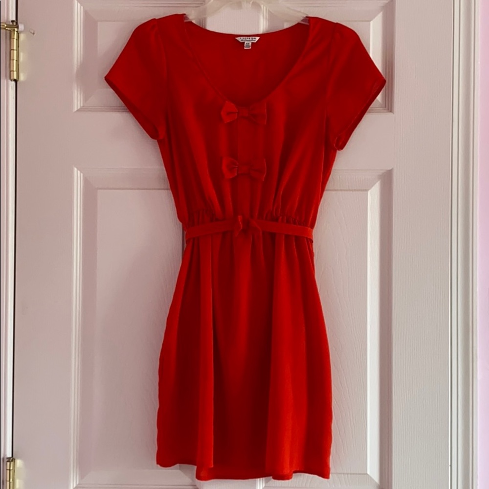 *4/$24* F21 Red Orange Bow Dress
